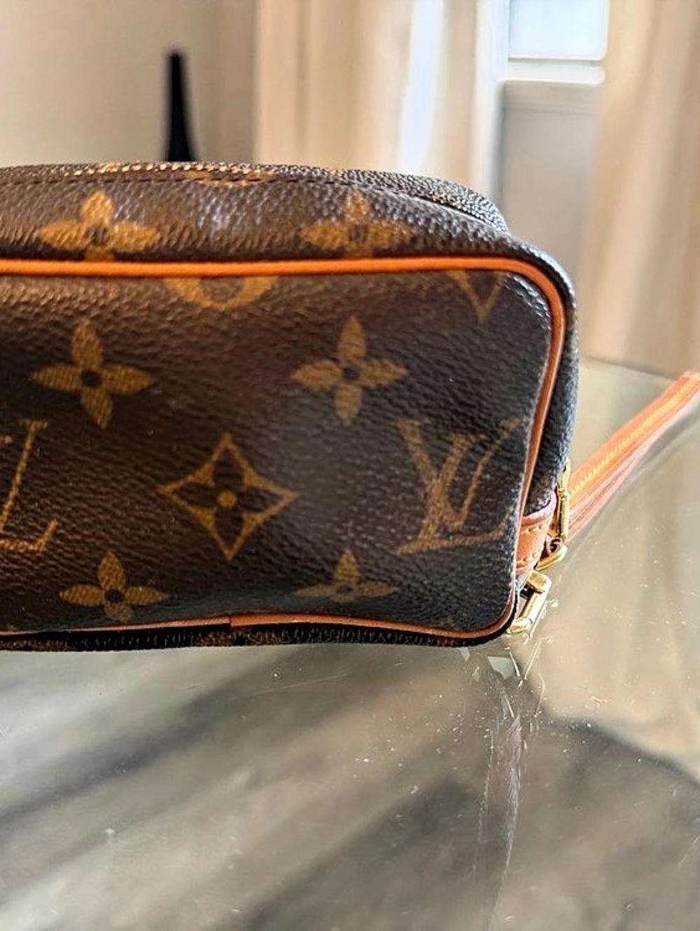 Louis Vuitton Monogram Trousse Wristlet Pouch Bag Made in France